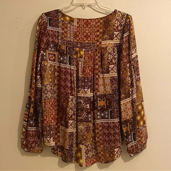 JANE + DELANCEY Long Sleeves V-Neck Multicolor Brown Metallic Line Size S - Picture 4 of 9